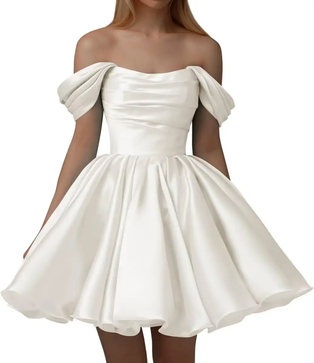 Women’s Off Shoulder Satin Homecoming Dresses A Line Short Pleated Strapless Prom Dresses for Wedding dress party
Women’s Off Shoulder Satin Homecoming Dresses A Line Short Pleated Strapless Prom Dresses for Wedding dress party