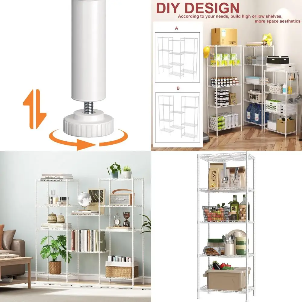 Adjustable Metal Wire Shelving Unit, Organizer for Kitchen, Pantry, Closet, Bathroom, Laundry, White, 21W x 11D x 53H
Adjustable Metal Wire Shelving Unit, Organizer for Kitchen, Pantry, Closet, Bathroom, Laundry, White, 21W x 11D x 53H