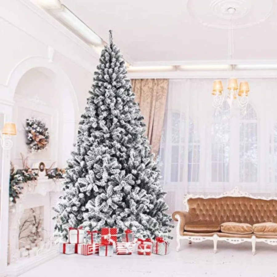9Feet Snow Christmas Tree, Artificial Flocked Hinged Pine Tree, Holiday Decoration Tree with Premium PVC Needles and Solid Meta
9Feet Snow Christmas Tree, Artificial Flocked Hinged Pine Tree, Holiday Decoration Tree with Premium PVC Needles and Solid Meta