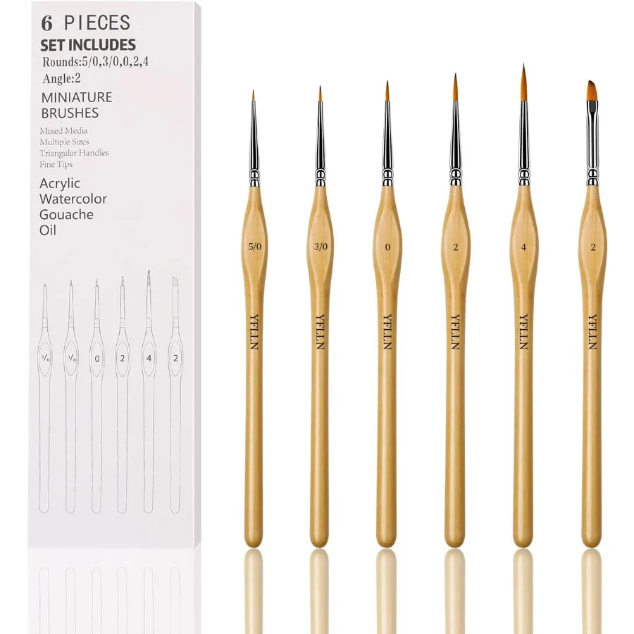 Набор миниатюрных кистей для рисования из 6 шт. с треугольными ручками, предназначенными для прецизионных произведений искусства с использованием акриловых масел, акварелей и пар
Набор миниатюрных кистей для рисования из 6 шт. с треугольными ручками, предназначенными для прецизионных произведений искусства с использованием акриловых масел, акварелей и пар