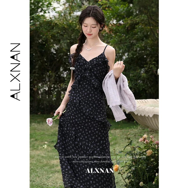 ALXNAN Black Floral Summer Dress Women V-neck Ruffled Elegant Vacation Long Dress Casual Fashion Beach Female Clothing L63325
ALXNAN Black Floral Summer Dress Women V-neck Ruffled Elegant Vacation Long Dress Casual Fashion Beach Female Clothing L63325