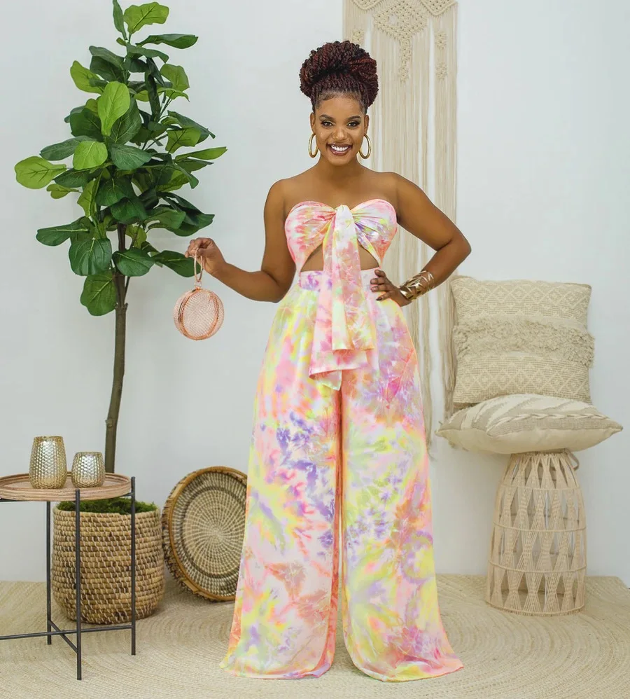 Women's Elegant Wide-leg Pants Two-Piece Fashion Polka Dot Leopard Tie-Dye Print Wrap Top Loose Trousers Set Street Style Suits
Women's Elegant Wide-leg Pants Two-Piece Fashion Polka Dot Leopard Tie-Dye Print Wrap Top Loose Trousers Set Street Style Suits