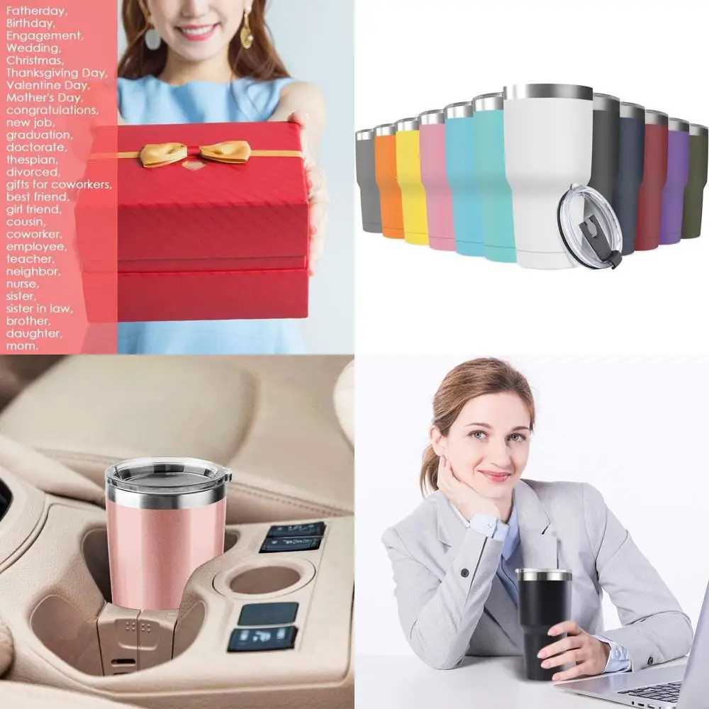 12-Pack 30oz Double Wall Insulated Stainless Steel Travel Mugs with Lids, Assorted Colors, Compatible with Vehicle Cup Holders
12-Pack 30oz Double Wall Insulated Stainless Steel Travel Mugs with Lids, Assorted Colors, Compatible with Vehicle Cup Holders
