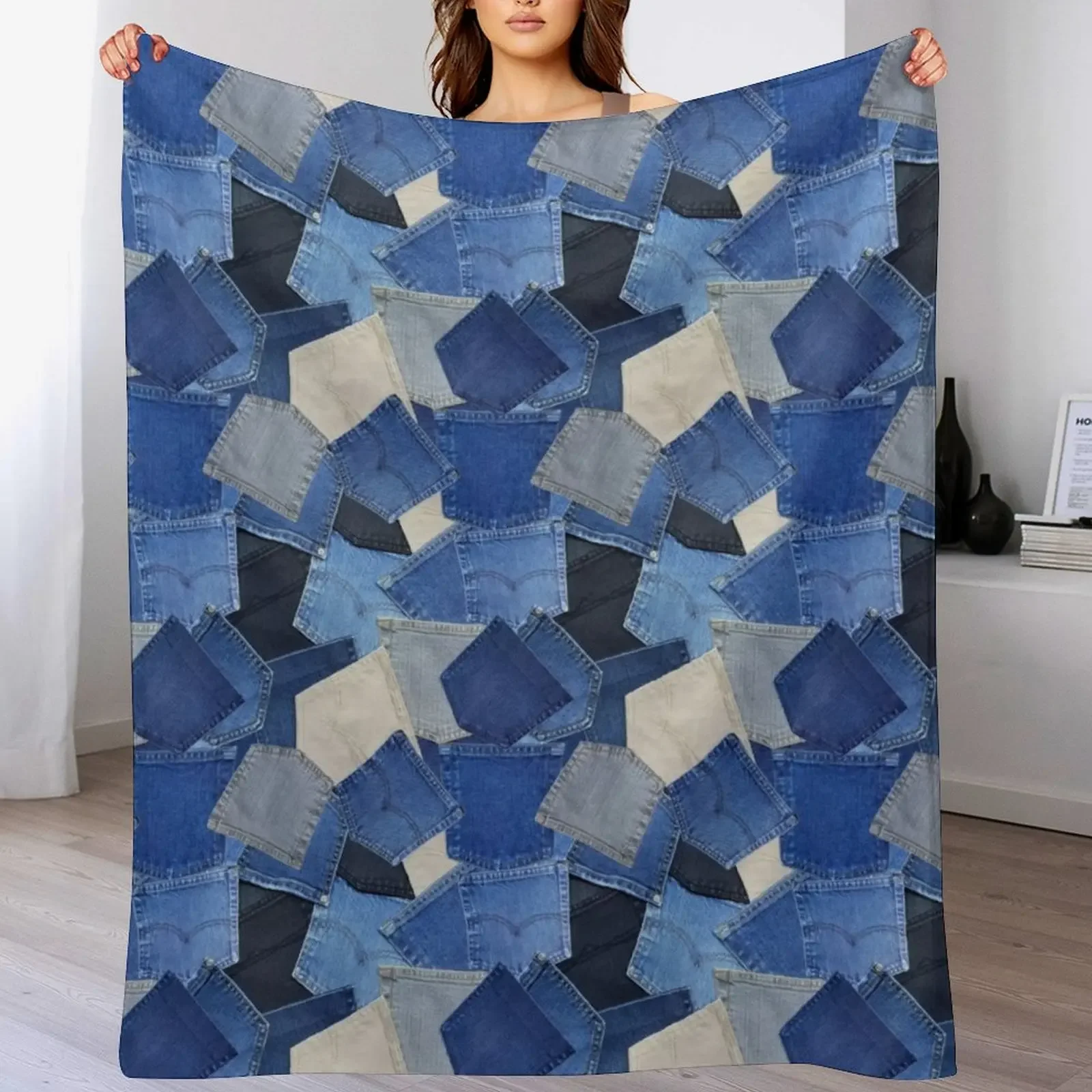 Denim Pockets Throw Blanket Soft Plush Blanket as Housewarming Gift
Denim Pockets Throw Blanket Soft Plush Blanket as Housewarming Gift