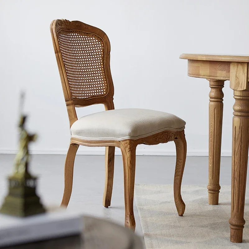 European Style Dining Chair Nordic Vintage Solid Wood Carved Dining Room and Study Room Soft Bag Armrest Leather Oak
European Style Dining Chair Nordic Vintage Solid Wood Carved Dining Room and Study Room Soft Bag Armrest Leather Oak
