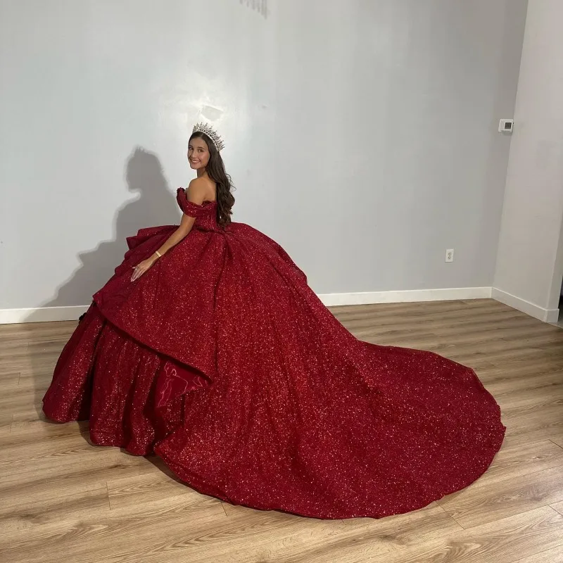 Lorencia Burgundy Off the Shoulder Ball Gown Beaded Appliques Sequin Quinceanera Dress Princess Sweet 16 Vestidos De 15 YQD7
Lorencia Burgundy Off the Shoulder Ball Gown Beaded Appliques Sequin Quinceanera Dress Princess Sweet 16 Vestidos De 15 YQD7