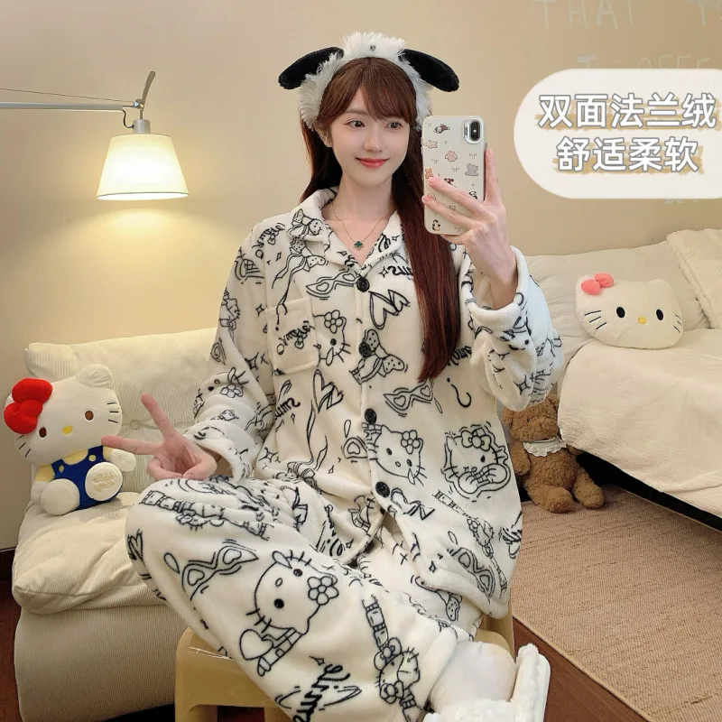 Hello Kitty студенческий осенне-зимний толстый теплый пижамный комплект с героями мультфильмов для женщин, новинка 2025 года, теплая домашняя одежда с героями мультфильмов Kawaii, повседневная одежда
Hello Kitty студенческий осенне-зимний толстый теплый пижамный комплект с героями мультфильмов для женщин, новинка 2025 года, теплая домашняя одежда с героями мультфильмов Kawaii, повседневная одежда