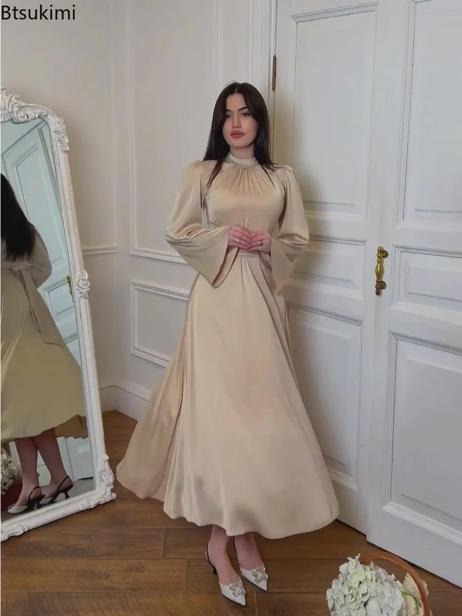 2025 Spring New Women's Satin High Waist Maxi Dress Long Sleeve Slim Lace Up Banquet Evening Dresses Fashion Elegant Party Robes
2025 Spring New Women's Satin High Waist Maxi Dress Long Sleeve Slim Lace Up Banquet Evening Dresses Fashion Elegant Party Robes