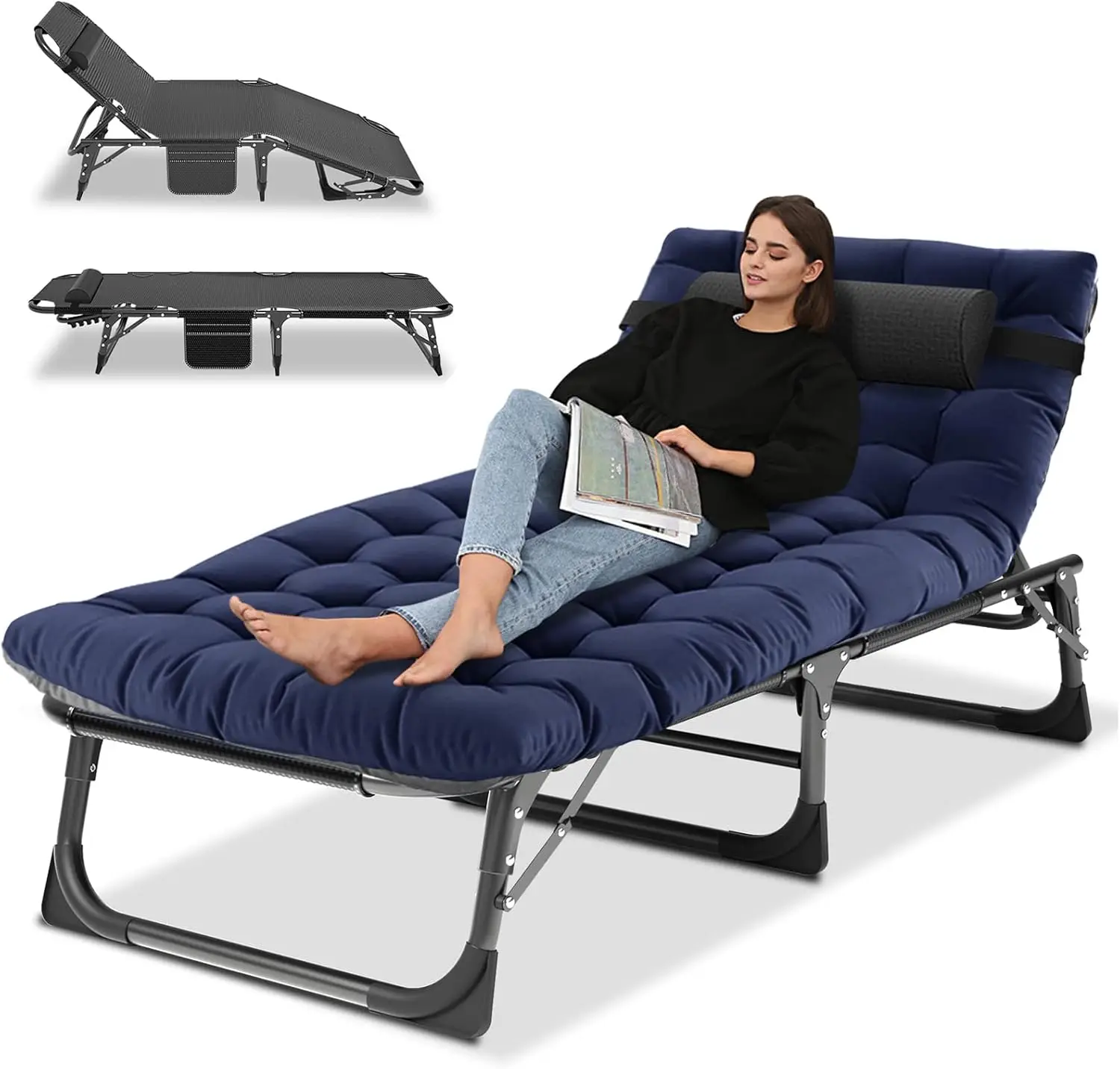Adjustable 4-Position Folding Camping Cot with Pillow, Heavy Duty 500LBS Capacity, Outdoor Lounge Bed for Travel Beach Patio
Adjustable 4-Position Folding Camping Cot with Pillow, Heavy Duty 500LBS Capacity, Outdoor Lounge Bed for Travel Beach Patio
