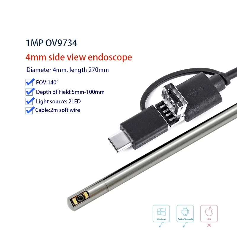 Эндоскоп с боковым видом 1 МП, 4 мм, широкоугольный, FOV140 ° Макро USB-эндоскопическая камера EZ-EN40SV-RT
Эндоскоп с боковым видом 1 МП, 4 мм, широкоугольный, FOV140 ° Макро USB-эндоскопическая камера EZ-EN40SV-RT