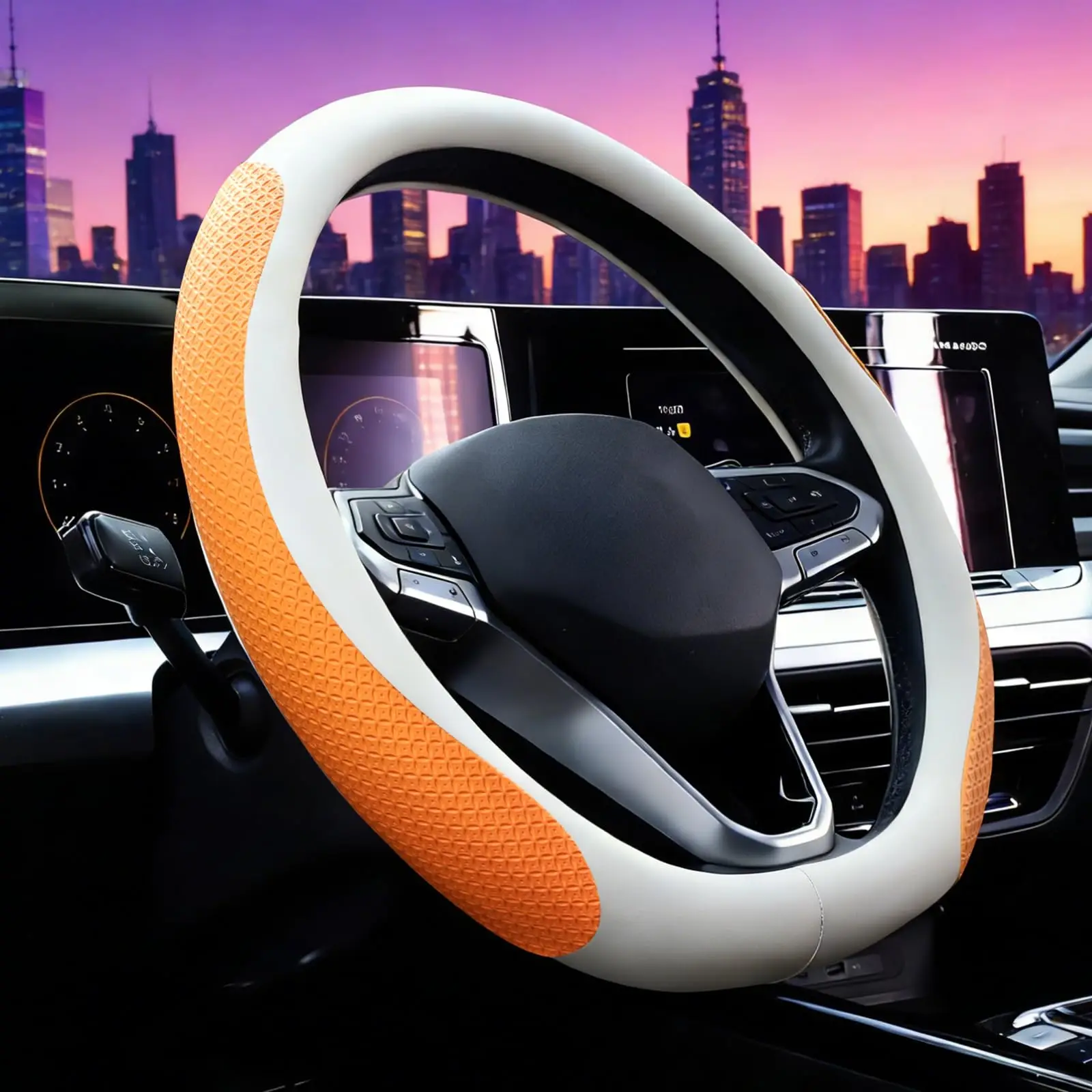 Genuine Leather Steering Wheel Cover Ultra Thin Anti Slip Embossed Texture Universal 15 Inch Orange
Genuine Leather Steering Wheel Cover Ultra Thin Anti Slip Embossed Texture Universal 15 Inch Orange