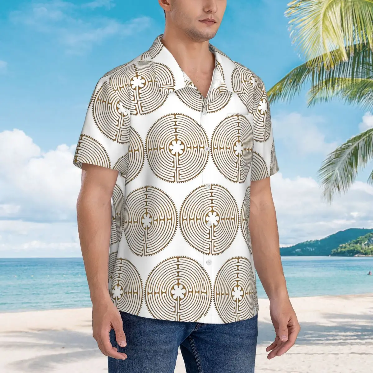 Symbol Chartres Labyrinth Metal Gold Antique Style Hawaiian Shirts Men Short Sleeve Shirt for Summer Beach Men's Lapel Tops
Symbol Chartres Labyrinth Metal Gold Antique Style Hawaiian Shirts Men Short Sleeve Shirt for Summer Beach Men's Lapel Tops