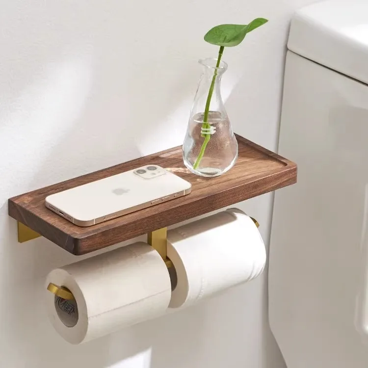 Walnut Tissue Holder Punch Free Waterproof Bathroom Toilet Paper Roll Storage Rack With Phone Shelf
Walnut Tissue Holder Punch Free Waterproof Bathroom Toilet Paper Roll Storage Rack With Phone Shelf