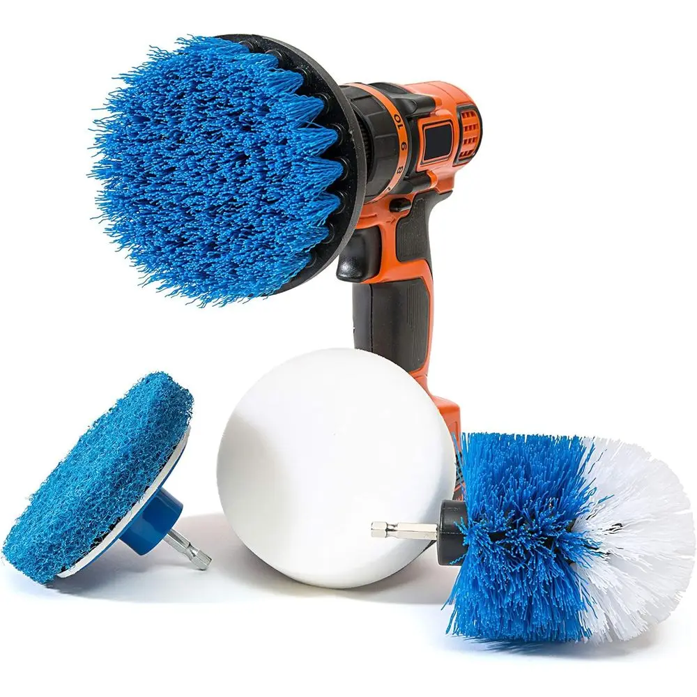 4-Piece Scrub Brush Set for Power Drills - Efficient Cleaning Kit for Grout, Tiles, Counters, Showers, Grills, Floors, Kitchens
4-Piece Scrub Brush Set for Power Drills - Efficient Cleaning Kit for Grout, Tiles, Counters, Showers, Grills, Floors, Kitchens