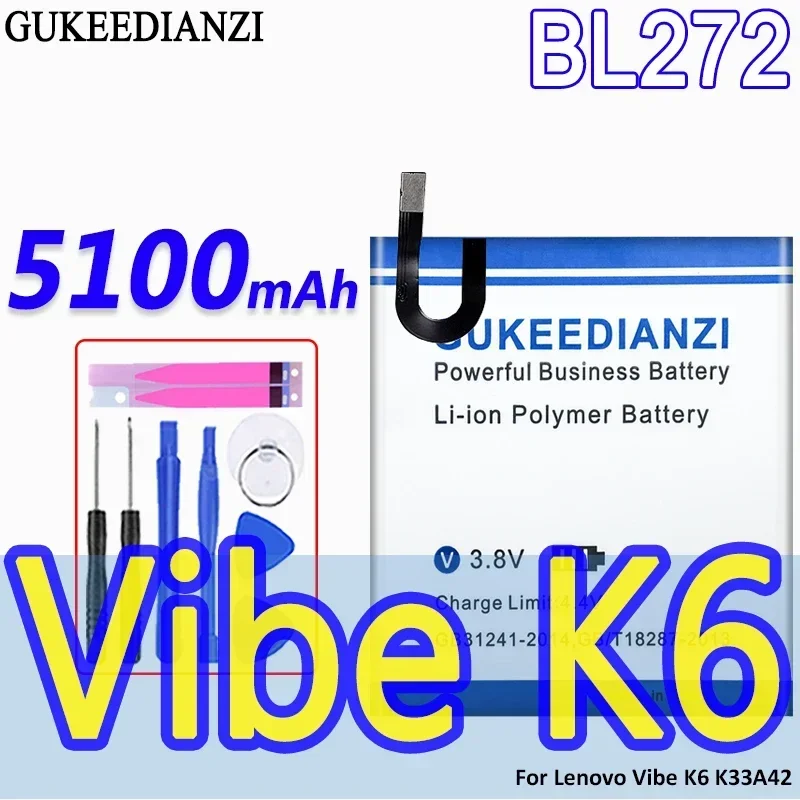 BL272 5100mAh For Lenovo Vibe K6 Power/K6 K33A42 XT1662 (not For K6 K33a48 K33b36 k33b37) Mobile Phone Battery
BL272 5100mAh For Lenovo Vibe K6 Power/K6 K33A42 XT1662 (not For K6 K33a48 K33b36 k33b37) Mobile Phone Battery