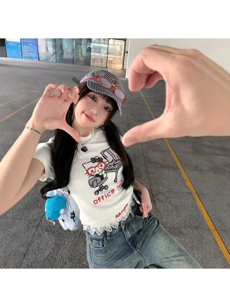 Thin and Sweet Spicy Girl Cartoon Graphic T Shirt Women Clothes Short Sleeve Slim Short Sleeve Japan Style Summer Tops White Tee
Thin and Sweet Spicy Girl Cartoon Graphic T Shirt Women Clothes Short Sleeve Slim Short Sleeve Japan Style Summer Tops White Tee