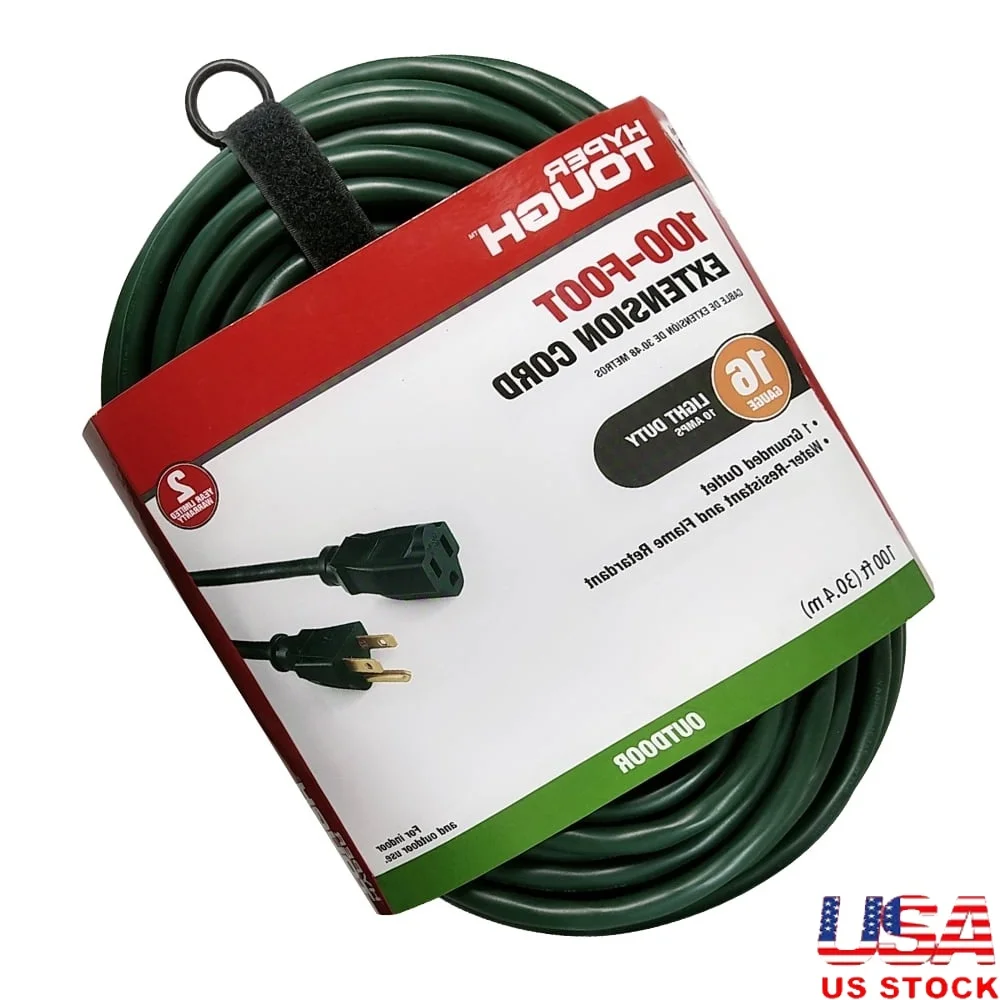 100FT 16AWG Outdoor Extension Cord 125V 10A Grounded Outlet Light Duty Indoor Outdoor Use Landscape Lighting Tools
100FT 16AWG Outdoor Extension Cord 125V 10A Grounded Outlet Light Duty Indoor Outdoor Use Landscape Lighting Tools