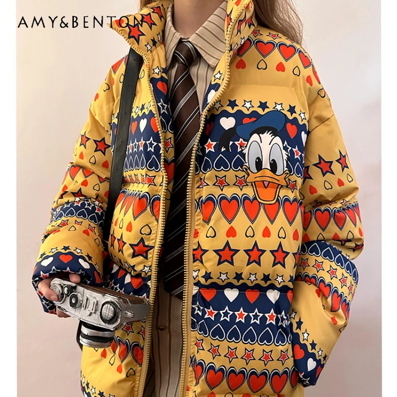 Cartoon Printed Short Cotton-padded Clothes Women's American 2024 Autumn Winter Fashion Retro Cute Versatile Top Jaquetas Female
Cartoon Printed Short Cotton-padded Clothes Women's American 2024 Autumn Winter Fashion Retro Cute Versatile Top Jaquetas Female