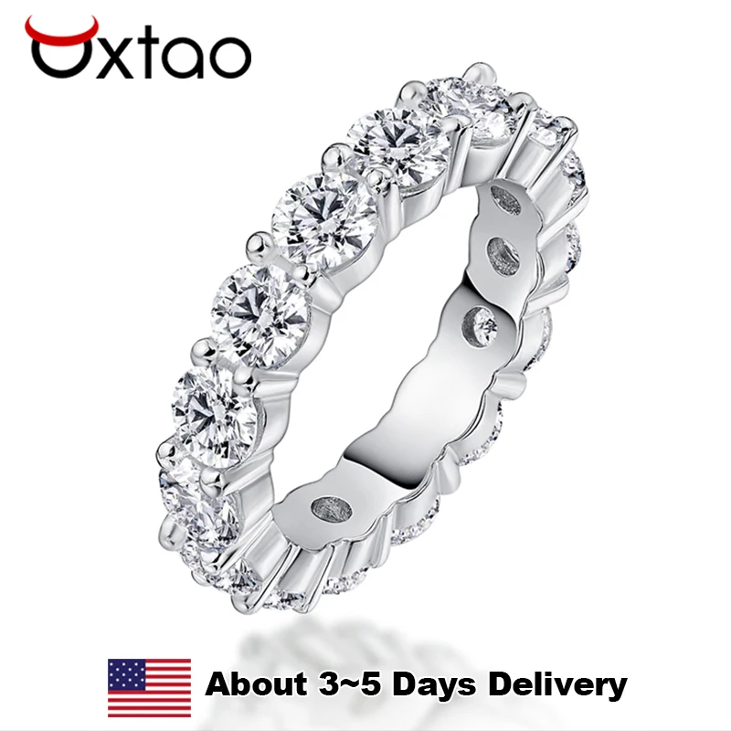 Hot Sale Full Eternity Band Ring 4mm Zircon Anniversary Jewelry Engagement Wedding Promise Rings 925 Sterling Silver For Women
Hot Sale Full Eternity Band Ring 4mm Zircon Anniversary Jewelry Engagement Wedding Promise Rings 925 Sterling Silver For Women