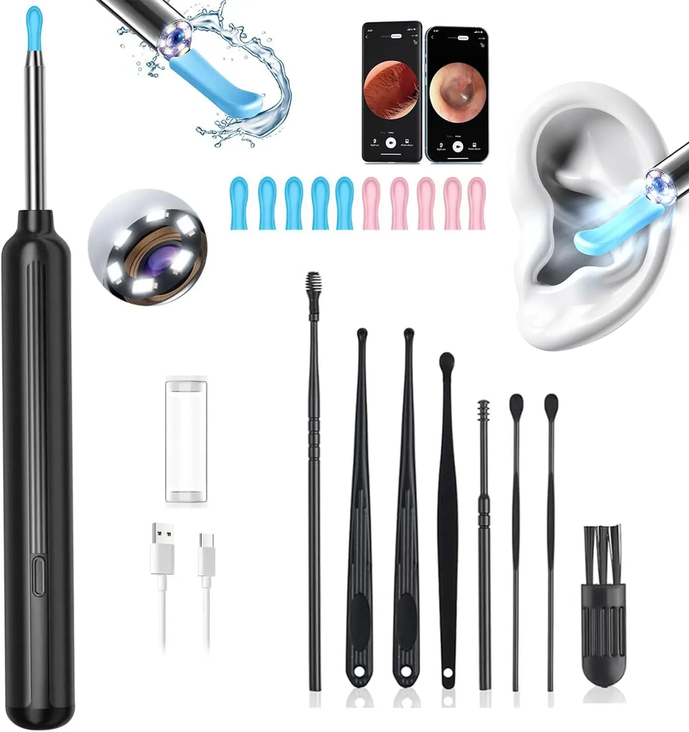 HD Ear Wax Removal Camera Kit with 1080P & 6 LED Lights, 10 Tips, 7 Picks for Android/iOS
HD Ear Wax Removal Camera Kit with 1080P & 6 LED Lights, 10 Tips, 7 Picks for Android/iOS