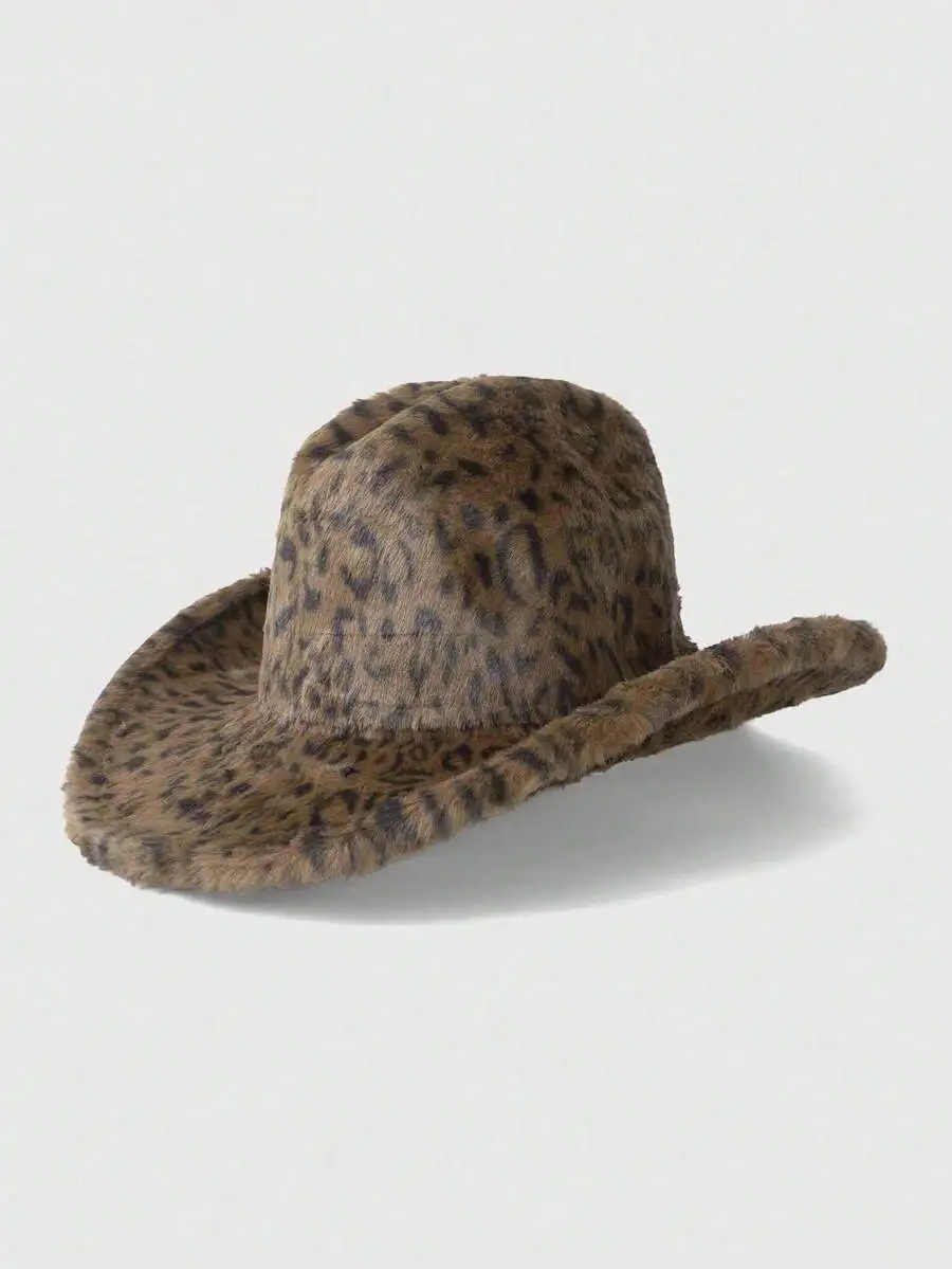 Brown Plush Leopard Print Western Cowboy Hat Retro Jazz Hat For Adults Adjustable Size
Brown Plush Leopard Print Western Cowboy Hat Retro Jazz Hat For Adults Adjustable Size