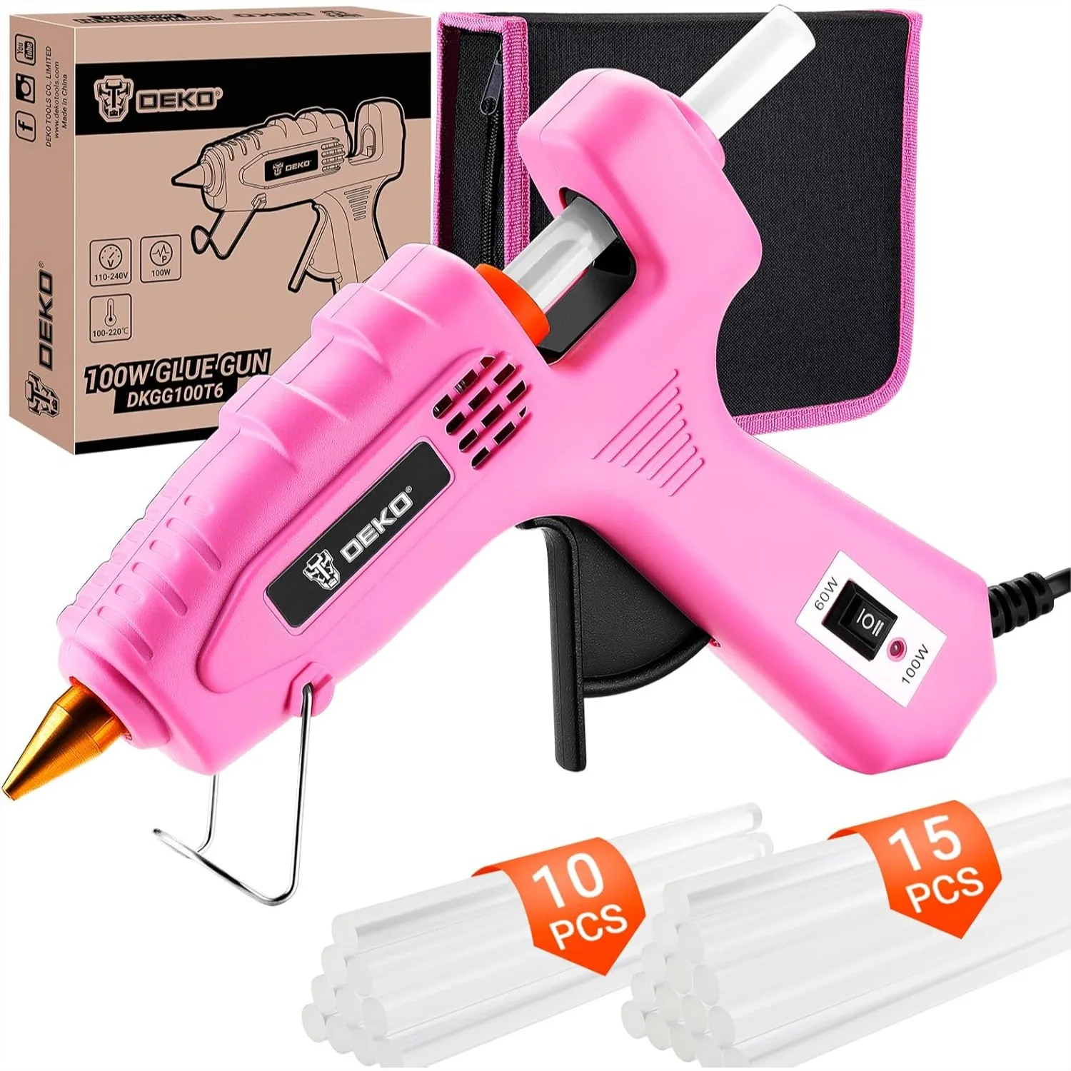 Full Size Hot Glue Gun 60/100W Dual Temp with 25 Glue Sticks, Heavy Duty for Home Repair Crafts DIY Pink
Full Size Hot Glue Gun 60/100W Dual Temp with 25 Glue Sticks, Heavy Duty for Home Repair Crafts DIY Pink