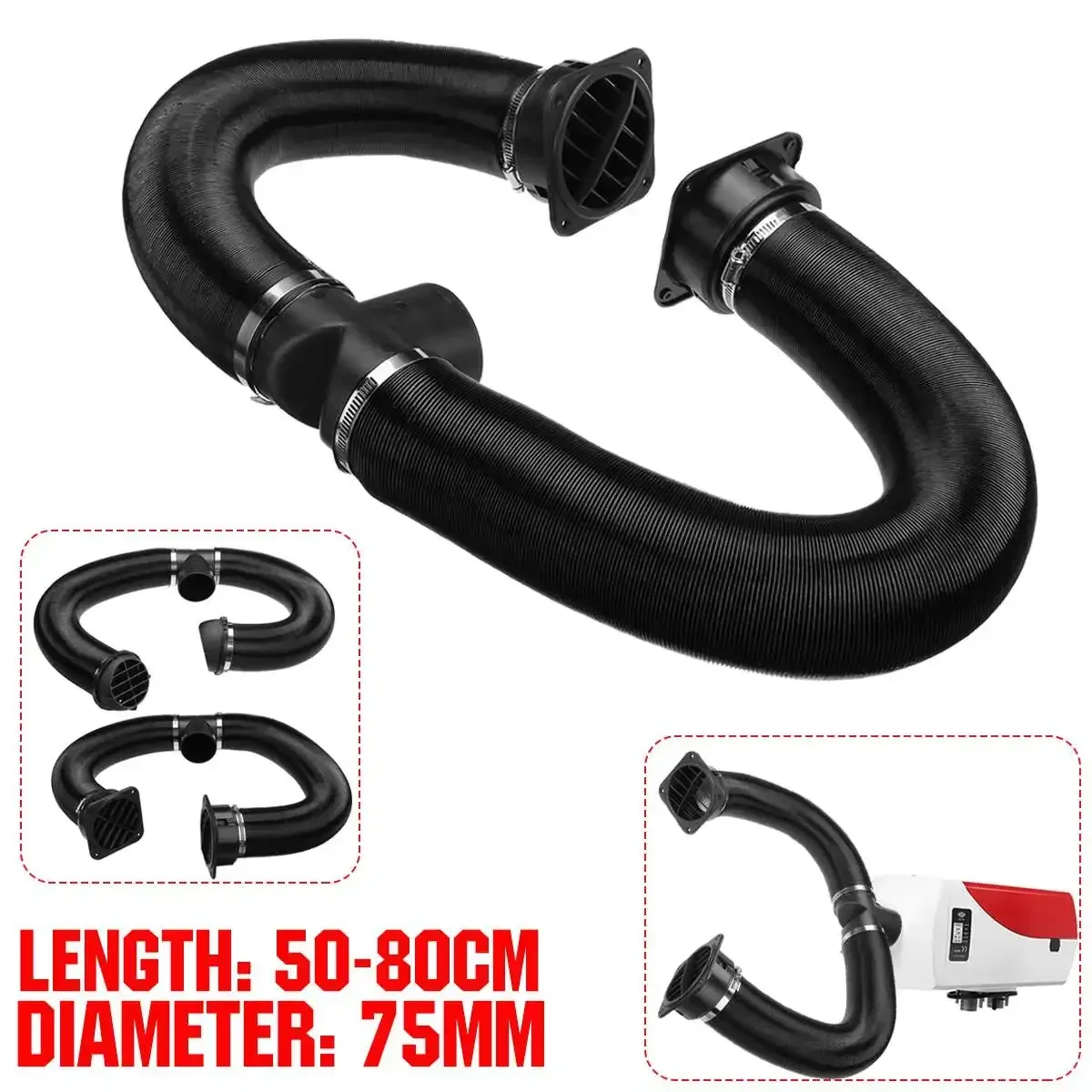 75mm Diesel Parking Heater Air Vent Ducting + Outlet Connector + Hose Clips + T Piece Exhaust Connector For Webasto Propex
75mm Diesel Parking Heater Air Vent Ducting + Outlet Connector + Hose Clips + T Piece Exhaust Connector For Webasto Propex