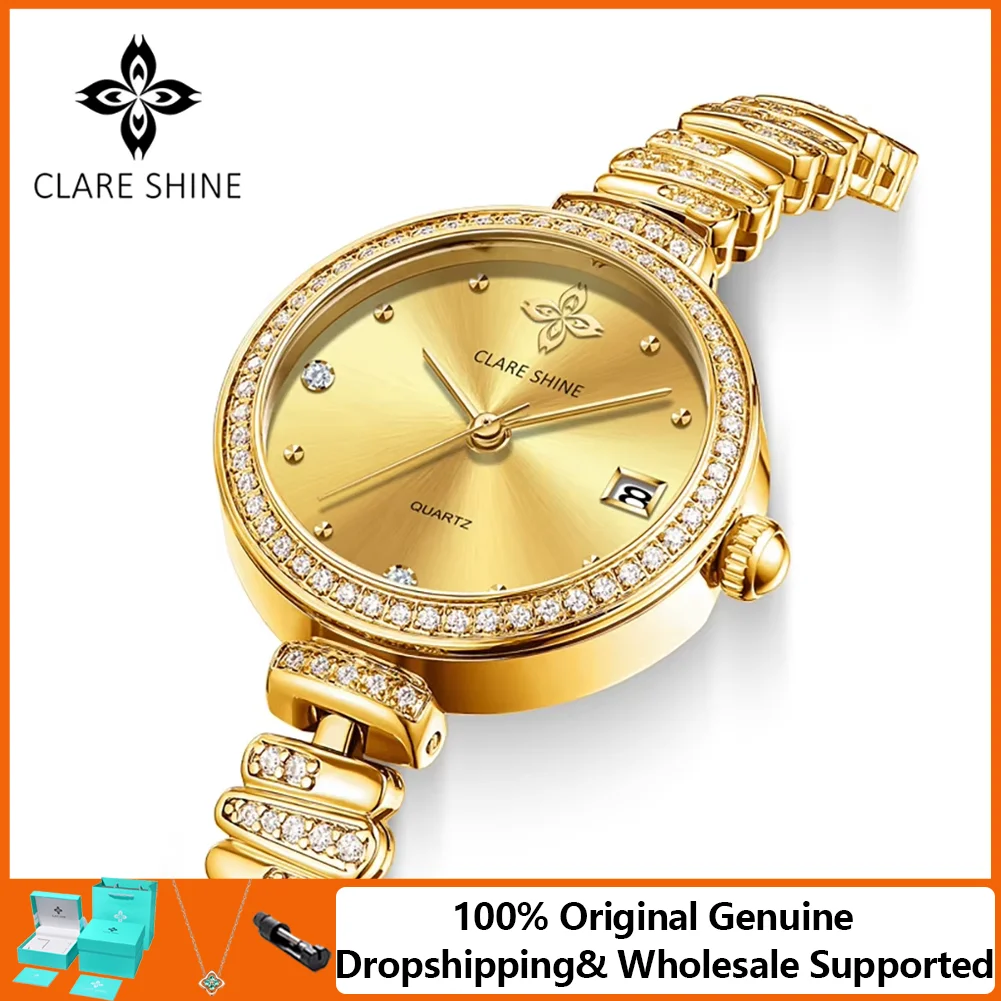 CLARE SHINE Quartz Watches for Woman Small Wave Series Diamond Women's Watches Necklace Gift Box Set Elegant Luxury Ladies Watch
CLARE SHINE Quartz Watches for Woman Small Wave Series Diamond Women's Watches Necklace Gift Box Set Elegant Luxury Ladies Watch