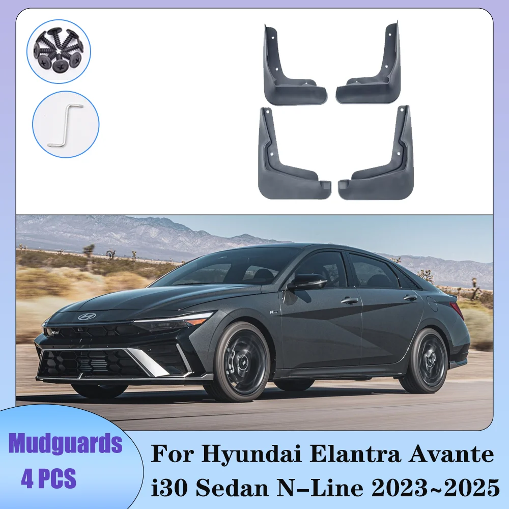 Автомобильный брызговик для Hyundai Elantra Avante i30 Sedan N-Line 2023 ~ 2025 2024, брызговики, защита для крыльев, аксессуары 
Автомобильный брызговик для Hyundai Elantra Avante i30 Sedan N-Line 2023 ~ 2025 2024, брызговики, защита для крыльев, аксессуары