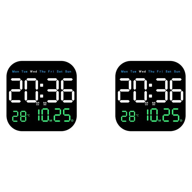 2X Digital Wall Clocks Temperature Date Week Dispaly Electronic Table Clock 12/24H Wall-Mounted LED Alarm Clock Remote,A-A08Q
2X Digital Wall Clocks Temperature Date Week Dispaly Electronic Table Clock 12/24H Wall-Mounted LED Alarm Clock Remote,A-A08Q