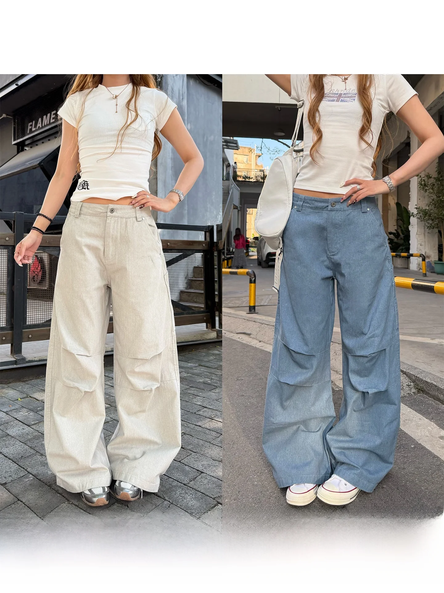 Casual Loose Women's Workwear Denim Jeans Spring Season Natural Waist Wide Leg Pants Folded Design Floor-Length Slimming
Casual Loose Women's Workwear Denim Jeans Spring Season Natural Waist Wide Leg Pants Folded Design Floor-Length Slimming