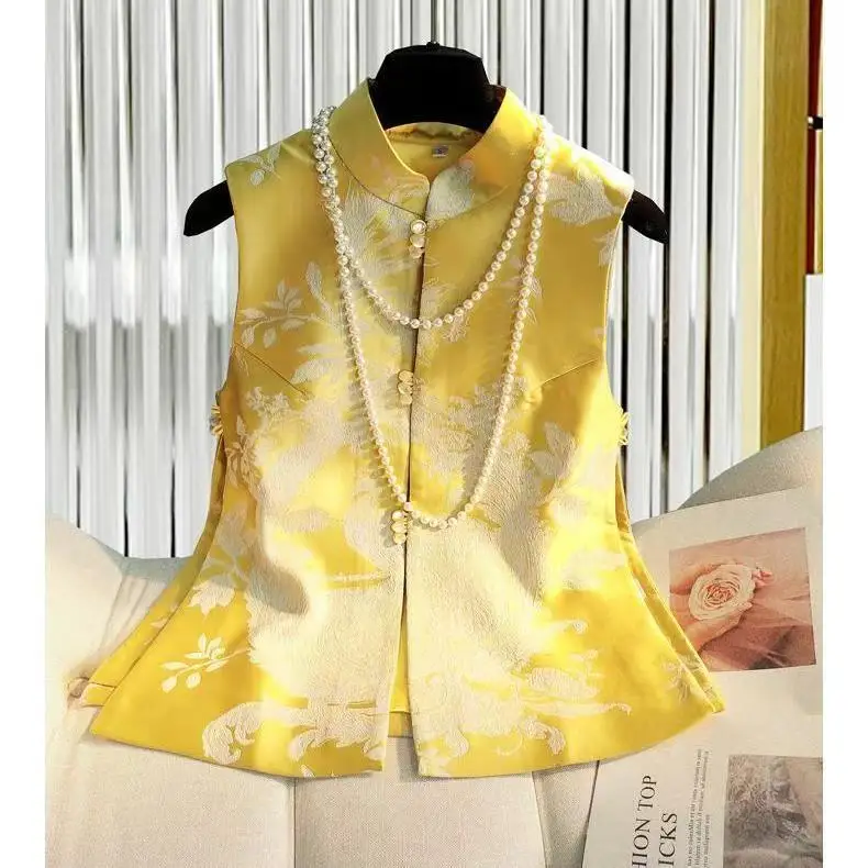 Новая женская жилетка в китайском стиле с ретро-принтом, топ-ципао с подплечниками, весенняя новинка, женская куртка
Новая женская жилетка в китайском стиле с ретро-принтом, топ-ципао с подплечниками, весенняя новинка, женская куртка