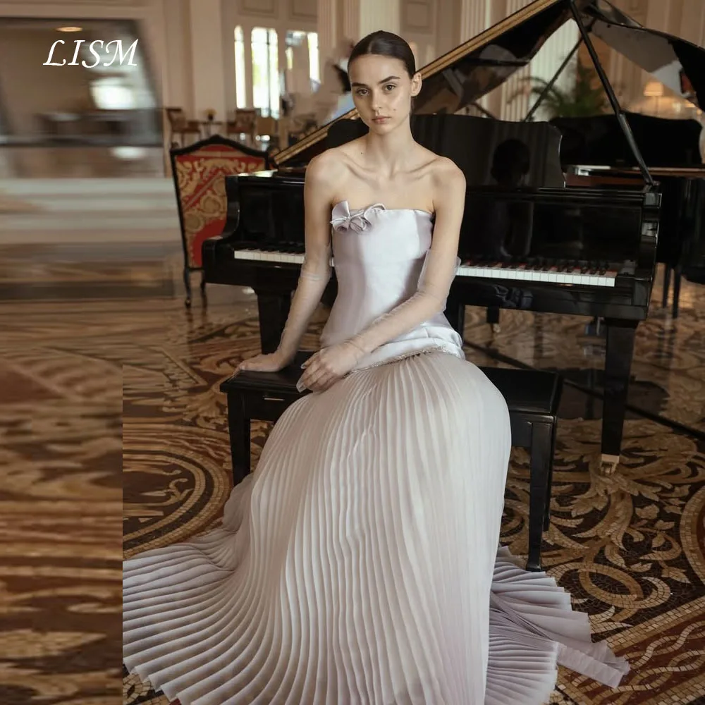 LISM Light Purple A-Line Evening Dresses Strapless Satin Tulle Long Prom Dresses Customized Women Special Occasion Party Gowns
LISM Light Purple A-Line Evening Dresses Strapless Satin Tulle Long Prom Dresses Customized Women Special Occasion Party Gowns
