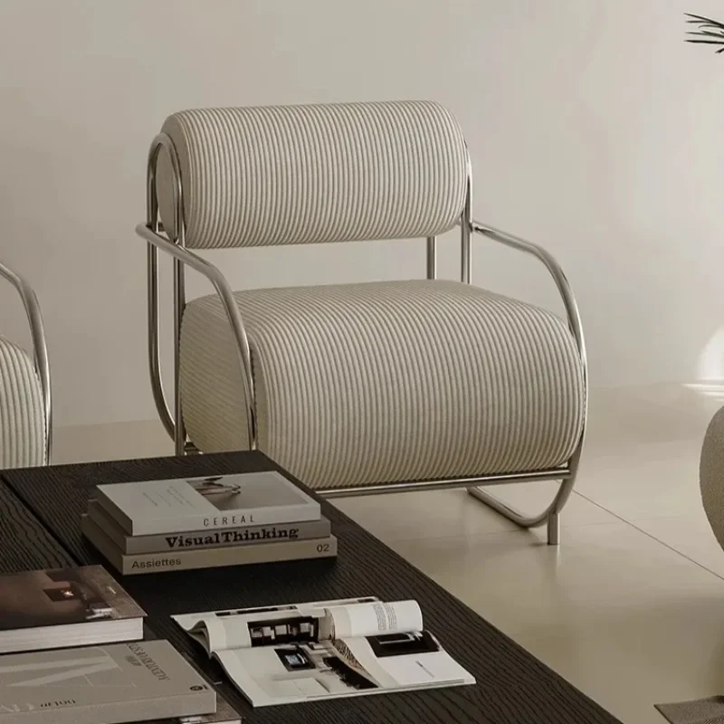 Nordic Creative Comfortable Chair Stainless Steel Frame Design Single Sofa Recliner Coffee Shop Creative Leisure Dining Chairs
Nordic Creative Comfortable Chair Stainless Steel Frame Design Single Sofa Recliner Coffee Shop Creative Leisure Dining Chairs