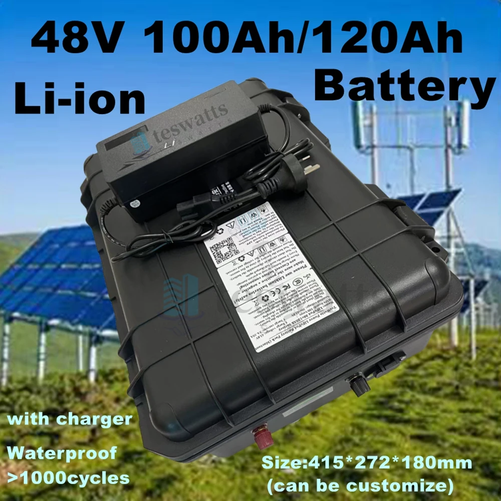 Waterproof 48V Lithium Battery 100Ah 120Ah Rechargeable Li-ion Battery Pack BMS 13S for 4KW 5KW Solar System Backup Power
Waterproof 48V Lithium Battery 100Ah 120Ah Rechargeable Li-ion Battery Pack BMS 13S for 4KW 5KW Solar System Backup Power