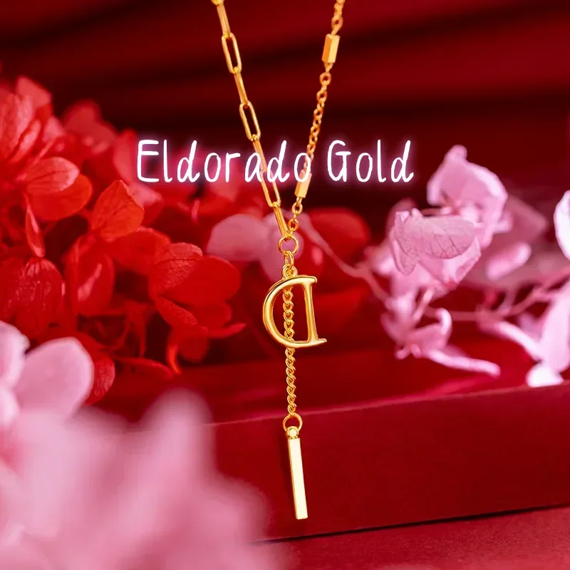 Eldorado Gold High - Quality 9999 24K Gold Letter D Collarbone Necklace, Exquisite Design
Eldorado Gold High - Quality 9999 24K Gold Letter D Collarbone Necklace, Exquisite Design