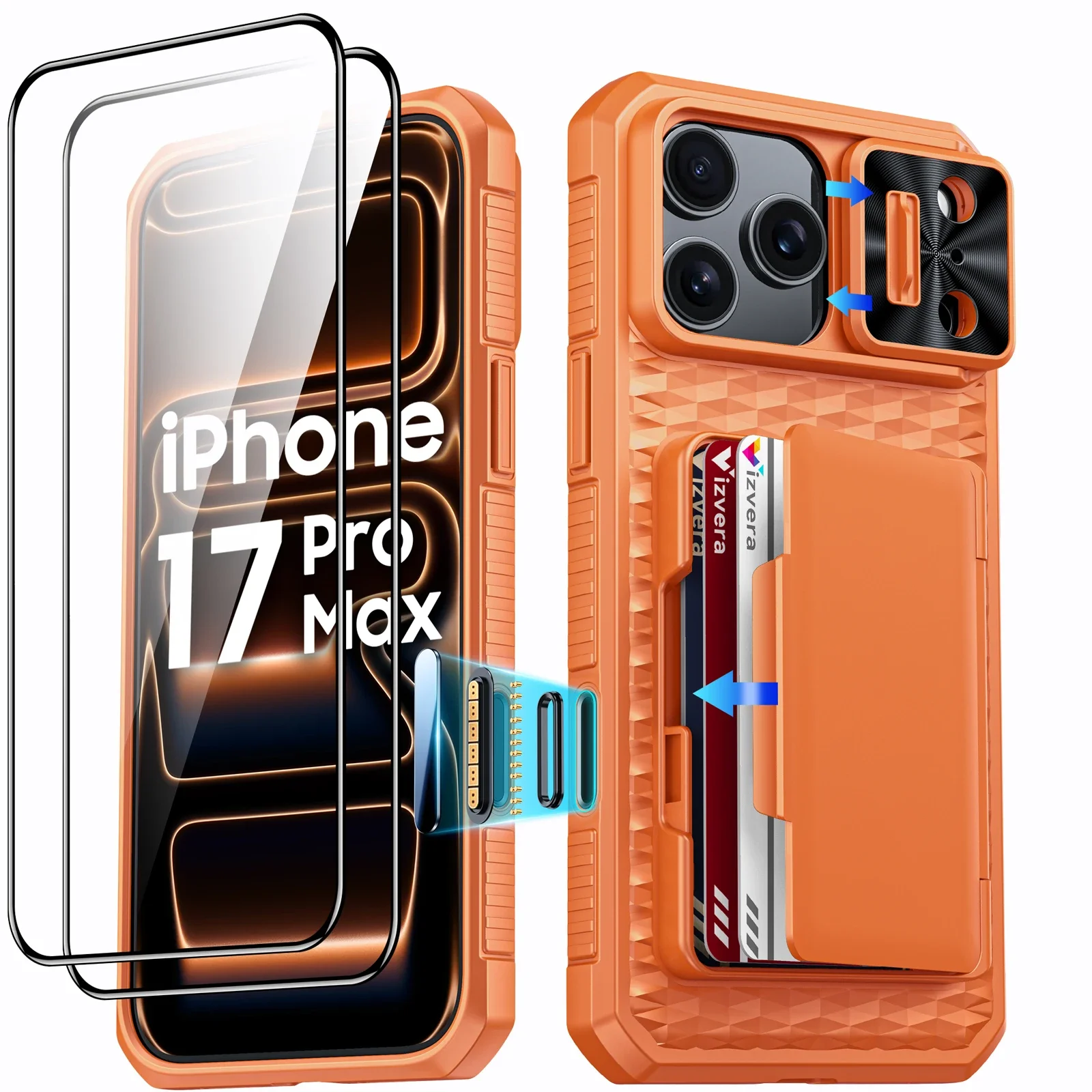 For iPhone 17 Pro Max With Card Holder Sliding Camera Cover And Stand Phone Case, Anti-Fall PC+TPU Wallet Case-Orange
For iPhone 17 Pro Max With Card Holder Sliding Camera Cover And Stand Phone Case, Anti-Fall PC+TPU Wallet Case-Orange