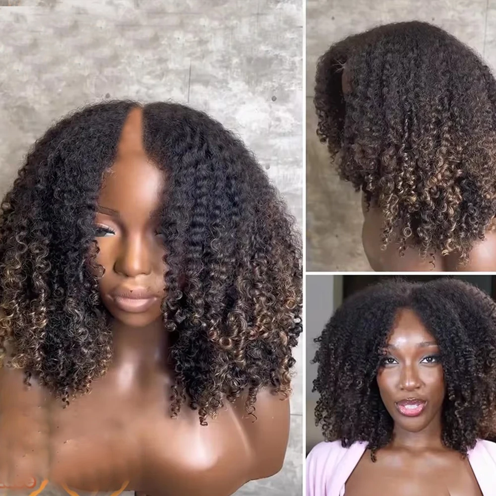 Glueless Afro Kinky Curly Light Honey Brown Hightlights U Part 100% Human Hair Wigs 250Density Blonde V Part Wig for Black Women
Glueless Afro Kinky Curly Light Honey Brown Hightlights U Part 100% Human Hair Wigs 250Density Blonde V Part Wig for Black Women