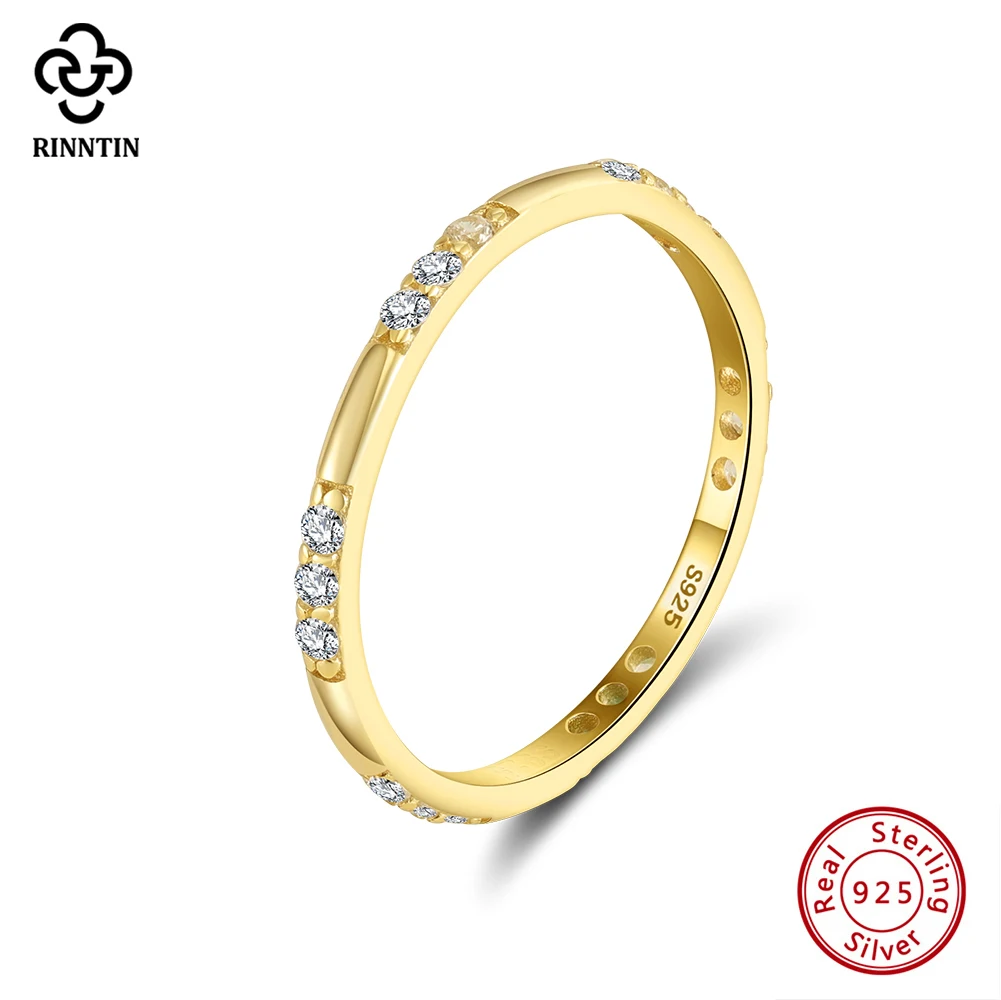 Rinntin 925 Sterling Silver Simple 5A Zirconia Rings Jewelry 14K Gold Plated Thin Finger Ring Wedding Engagement Present APR37
Rinntin 925 Sterling Silver Simple 5A Zirconia Rings Jewelry 14K Gold Plated Thin Finger Ring Wedding Engagement Present APR37