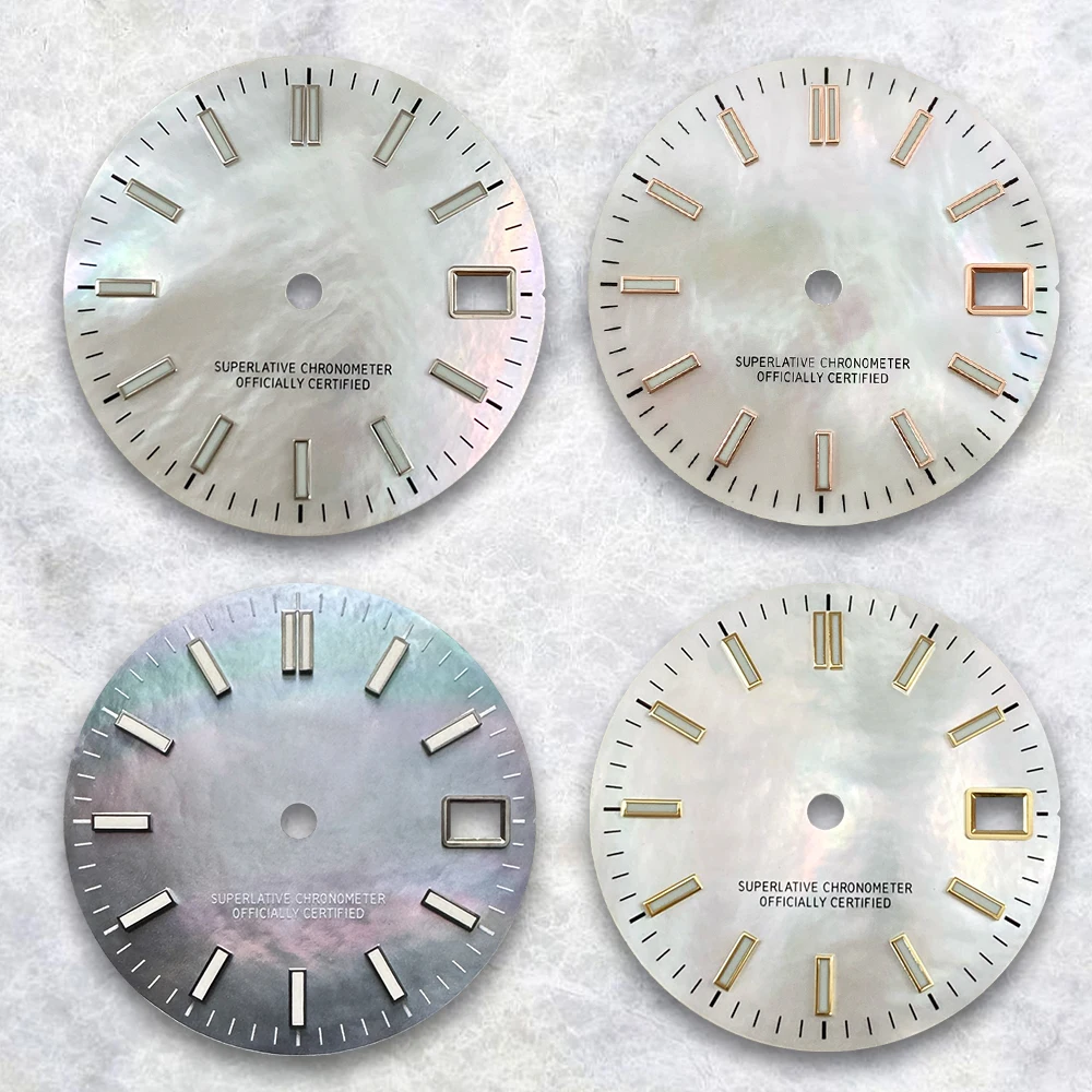 Pearl Shell 28.5mm S Logo Dial nail surface Suitable For NH35/NH36/4R/7S Automatic Movement Watch Green Luminous
Pearl Shell 28.5mm S Logo Dial nail surface Suitable For NH35/NH36/4R/7S Automatic Movement Watch Green Luminous