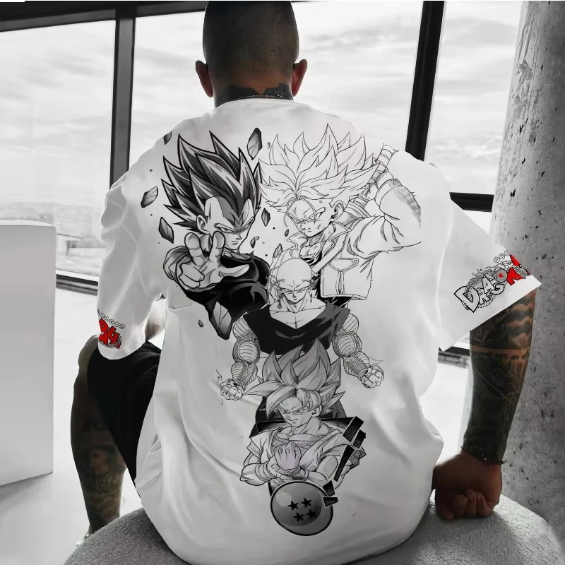 Мужская футболка Dragon Ball Son Goku Vegeta, японское аниме, детская ниша с рукавами, свободная одежда для родителей и детей, уличная одежда с короткими рукавами 
Мужская футболка Dragon Ball Son Goku Vegeta, японское аниме, детская ниша с рукавами, свободная одежда для родителей и детей, уличная одежда с короткими рукавами