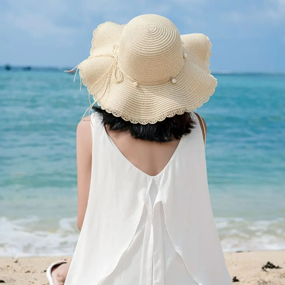 Fashion French Style Pearls Strap Straw Hat Wide Brim Spring Summer Folding Straw Hats Beach Travel Women's Sun Hat Outdoor
Fashion French Style Pearls Strap Straw Hat Wide Brim Spring Summer Folding Straw Hats Beach Travel Women's Sun Hat Outdoor