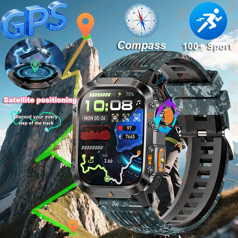 Уличные GPS спортивные военные умные часы для мужчин 3ATM 100+ спортивный фитнес-трекер 2,01 "BT-вызов со светодиодным фонариком Smartwatch Man
Уличные GPS спортивные военные умные часы для мужчин 3ATM 100+ спортивный фитнес-трекер 2,01 "BT-вызов со светодиодным фонариком Smartwatch Man