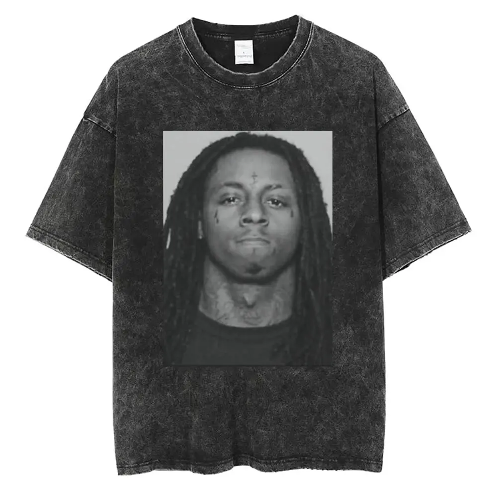 Washed Vintage Rapper Lil Wayne Mugshot Graphic T-shirt Men Women Hip Hop Fashion Retro T Shirt Male Oversized Short Sleeve Tees
Washed Vintage Rapper Lil Wayne Mugshot Graphic T-shirt Men Women Hip Hop Fashion Retro T Shirt Male Oversized Short Sleeve Tees