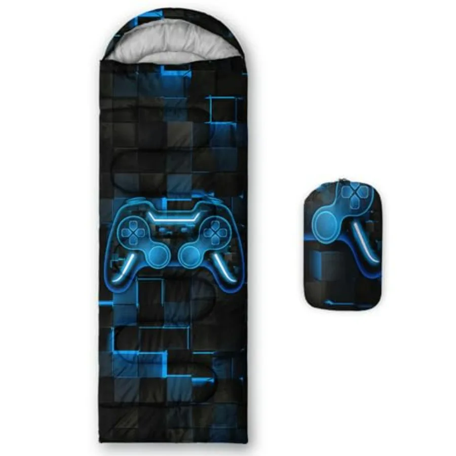Gamepad Sleeping Bag for 3-Season Indoor/Outdoor Gaming, Waterproof Lightweight Hexagonal Nylon in Blue and Black
Gamepad Sleeping Bag for 3-Season Indoor/Outdoor Gaming, Waterproof Lightweight Hexagonal Nylon in Blue and Black