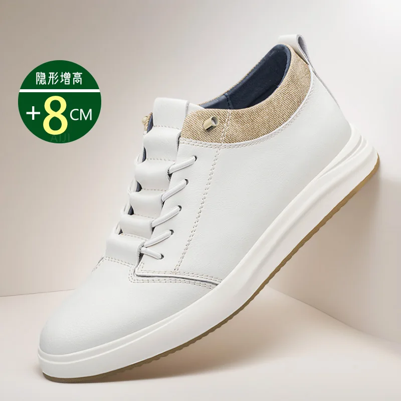 Кроссовки мужские из натуральной кожи, увеличивающие рост, повседневные, Роскошные, 6 см 8 см, белые 
Кроссовки мужские из натуральной кожи, увеличивающие рост, повседневные, Роскошные, 6 см 8 см, белые