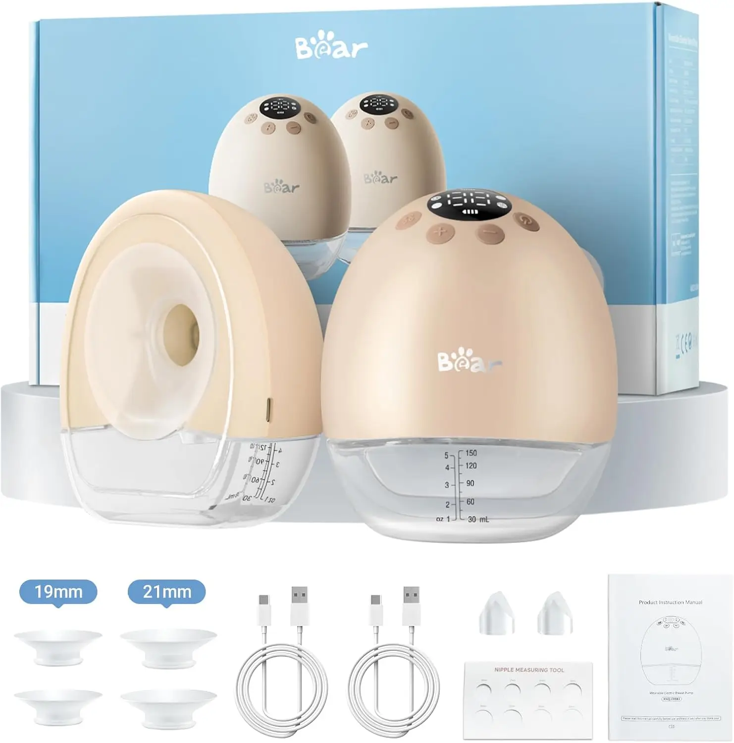 Hands Free Breast Pump, 4 Modes 9 Levels, 2 Pack with 19/21/24mm Flanges
Hands Free Breast Pump, 4 Modes 9 Levels, 2 Pack with 19/21/24mm Flanges