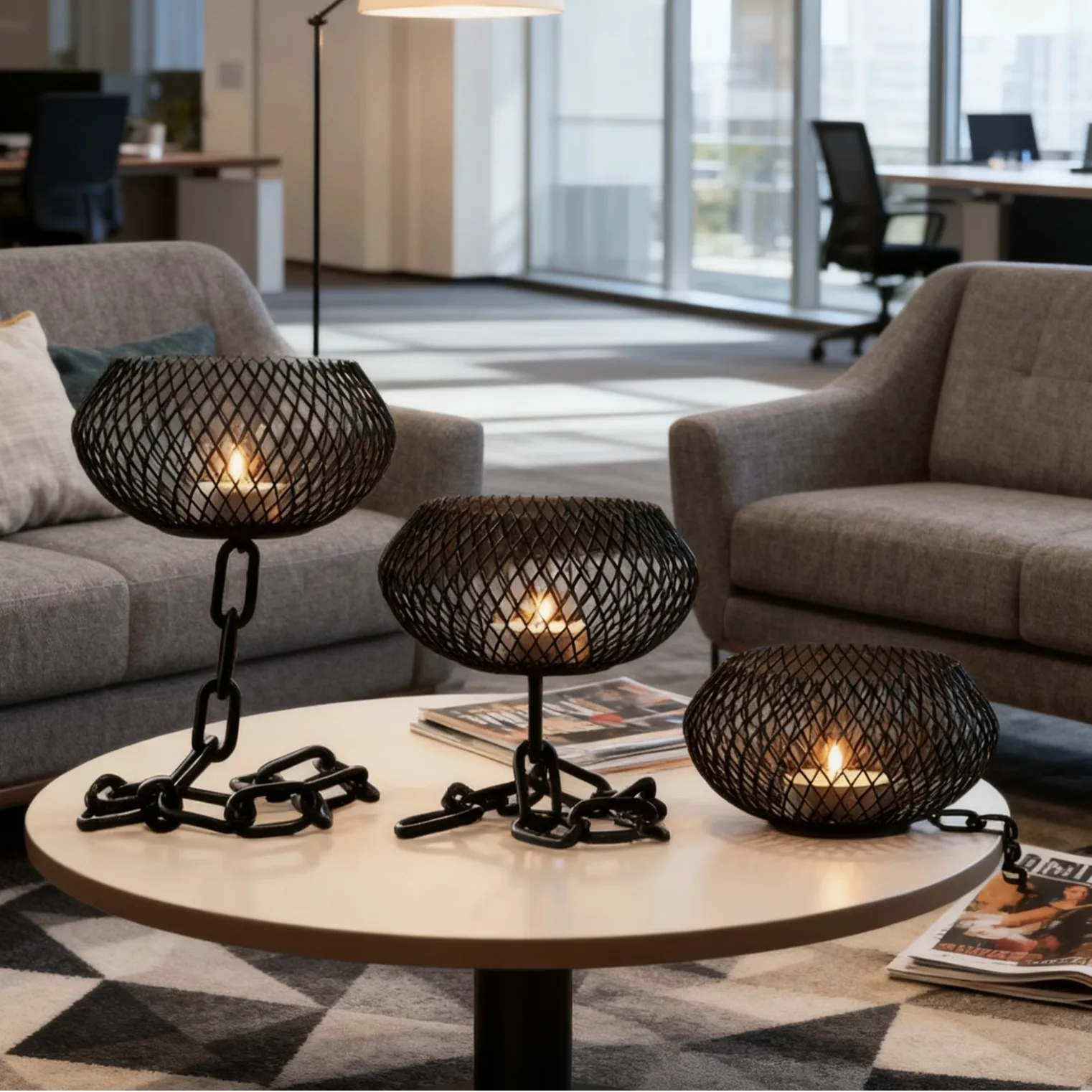 Креативный черный железный подсвечник-фонарь с цепной решеткой в европейском и американском стиле, 3D персонализированный декор для дома и офиса
Креативный черный железный подсвечник-фонарь с цепной решеткой в европейском и американском стиле, 3D персонализированный декор для дома и офиса