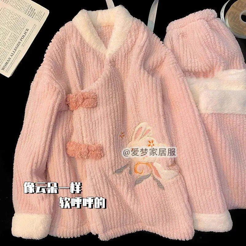 Autumn Winter Girl Kawaii Pajamas Thicken Pj Set Fleece-Lined Keep Warm Homewear Wearable As Outerwear Cartoon Cute Sleepwear
Autumn Winter Girl Kawaii Pajamas Thicken Pj Set Fleece-Lined Keep Warm Homewear Wearable As Outerwear Cartoon Cute Sleepwear