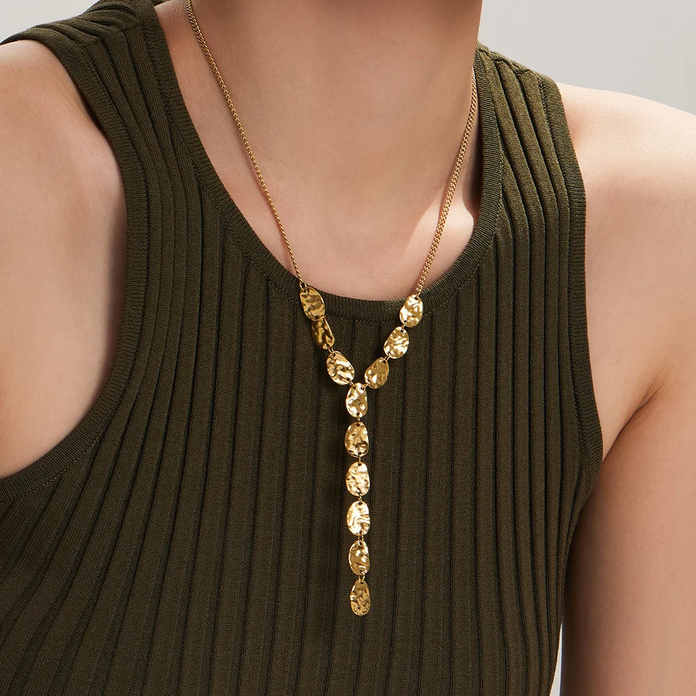 316L Stainless Steel Hammered Texture Y Shaped Geometric Delicate Versatile Clavicle Chain Waterproof Jewelry For Women
316L Stainless Steel Hammered Texture Y Shaped Geometric Delicate Versatile Clavicle Chain Waterproof Jewelry For Women